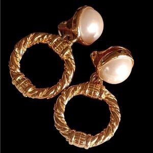 Givenchy Vintage Gold Plated and Pearl Clip-On Earrings
